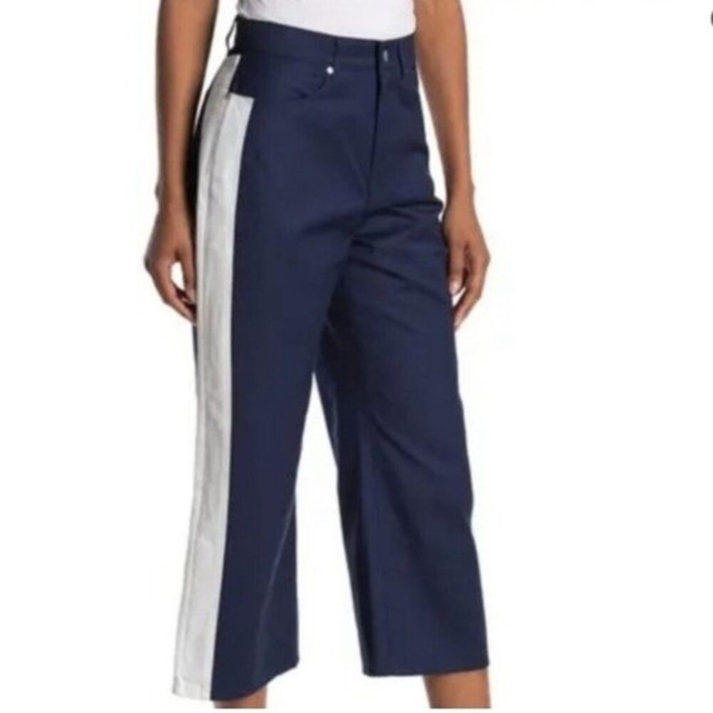 NWOT BLDWN |‎ Cropped Wide Leg Nocturnal High Waisted Tuxedo Stripe Pants 27